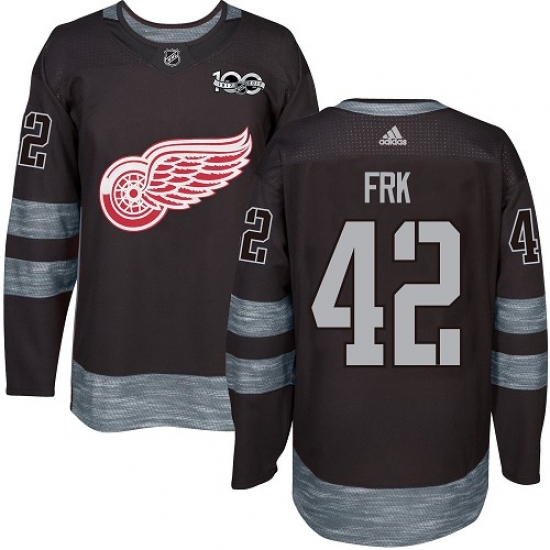 Men's Adidas Detroit Red Wings #42 Martin Frk Premier Black 1917-2017 100th Anniversary NHL Jersey - Ujersey