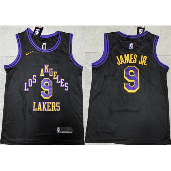 Mens Los Angeles Lakers #9 Bronny James Jr. Black 2024 Draft Stitched Basketball Jersey - Ujersey