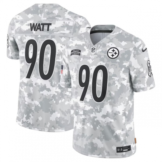Men's Pittsburgh Steelers #90 T. J. Watt 2024 Arctic Camo Salute To Service Limited Stitched Football Jersey - Ujersey