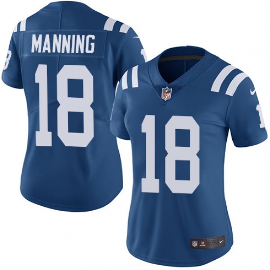 Women's Nike Indianapolis Colts #18 Peyton Manning Royal Blue Team Color Vapor Untouchable Limited Player NFL Jersey - Ujersey