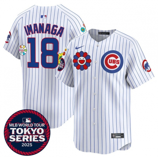 Men's Chicago Cubs #18 Shōta Imanaga White 2025 Tokyo Series Limited Stitched Baseball Jersey - Ujersey