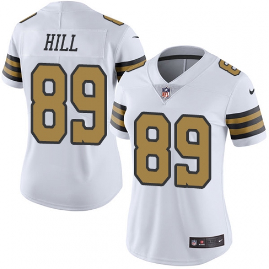 Women's Nike New Orleans Saints #89 Josh Hill Limited White Rush Vapor Untouchable NFL Jersey - Ujersey