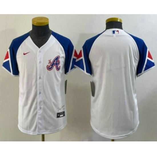 Youth Atlanta Braves Blank White 2023 City Connect Cool Base Stitched Jersey - Ujersey