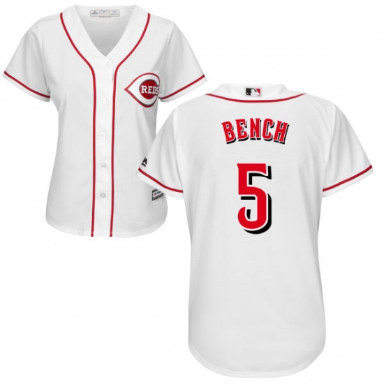 Women's Majestic Cincinnati Reds #5 Johnny Bench Replica White Home Cool Base MLB Jersey - Ujersey