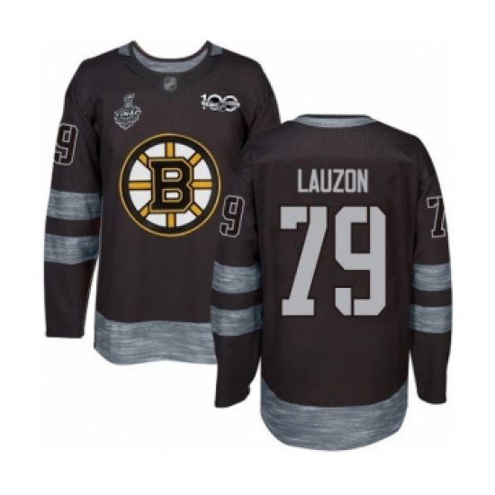 Men's Boston Bruins #79 Jeremy Lauzon Authentic Black 1917-2017 100th Anniversary 2019 Stanley Cup Final Bound Hockey Jersey - Ujersey