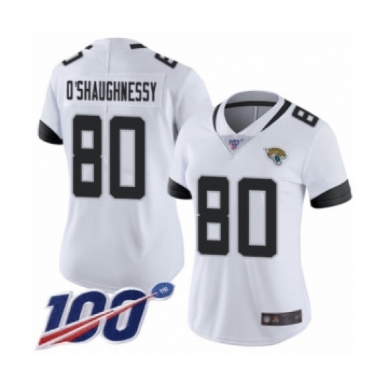 Women's Jacksonville Jaguars #80 James O'Shaughnessy White Vapor Untouchable Limited Player 100th Season Football Jersey - Ujersey