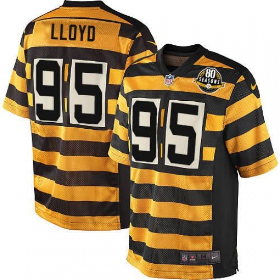 Men's Nike Pittsburgh Steelers #95 Greg Lloyd Game Yellow/Black Alternate 80TH Anniversary Throwback NFL Jersey - Ujersey