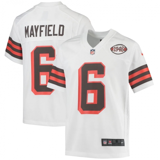 Youth Cleveland Browns #6 Baker Mayfield Nike White 1946 Collection Alternate Jersey - Ujersey