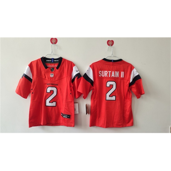 Women's Denver Broncos #2 Pat Surtain II Orange 2024 F.U.S.E. Vapor Stitched Jersey(Run Small) - Ujersey