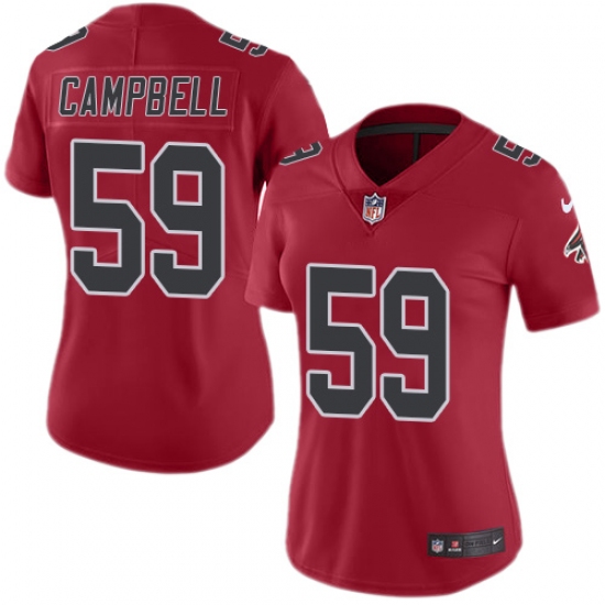 Women's Nike Atlanta Falcons #59 De'Vondre Campbell Limited Red Rush Vapor Untouchable NFL Jersey - Ujersey
