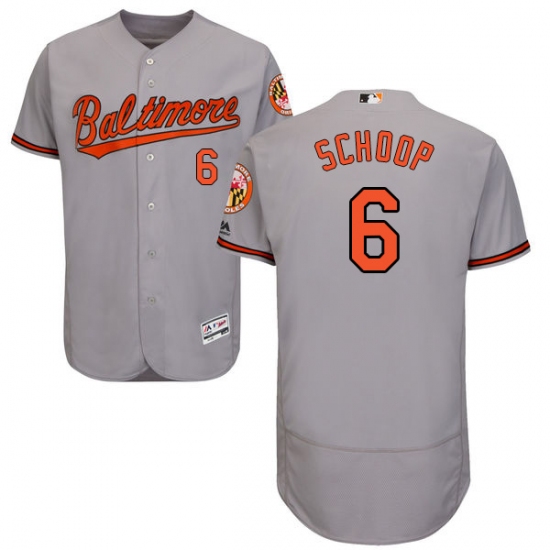 Men's Majestic Baltimore Orioles #6 Jonathan Schoop Grey Road Flex Base Authentic Collection MLB Jersey - Ujersey