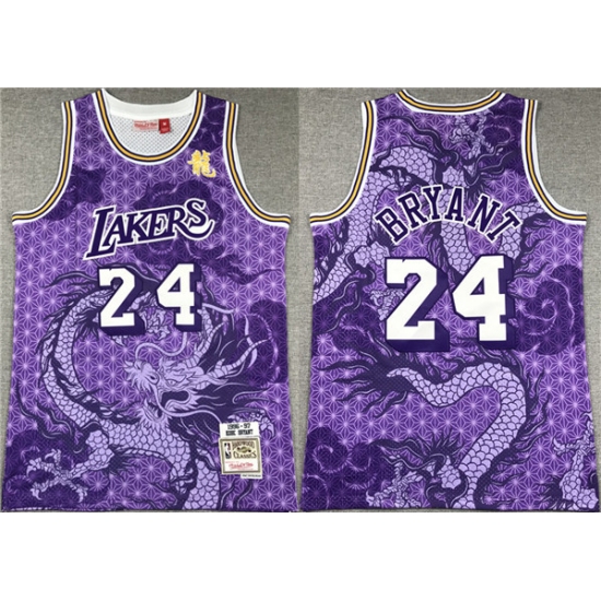 Men's Los Angeles Lakers #24 Kobe Bryant Purple 1996-97 Throwback basketball Jersey