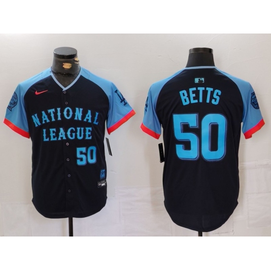 Men's Los Angeles Dodgers #50 Mookie Betts Number Navy 2024 All Star Limited Stitched Jersey - Ujersey