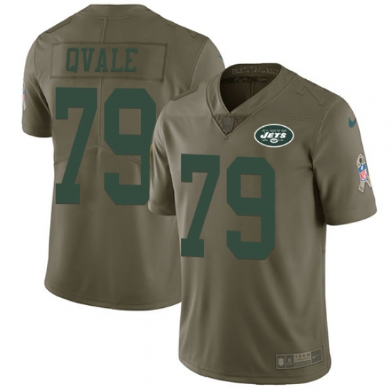 Youth Nike New York Jets #79 Brent Qvale Limited Olive 2017 Salute to Service NFL Jersey - Ujersey