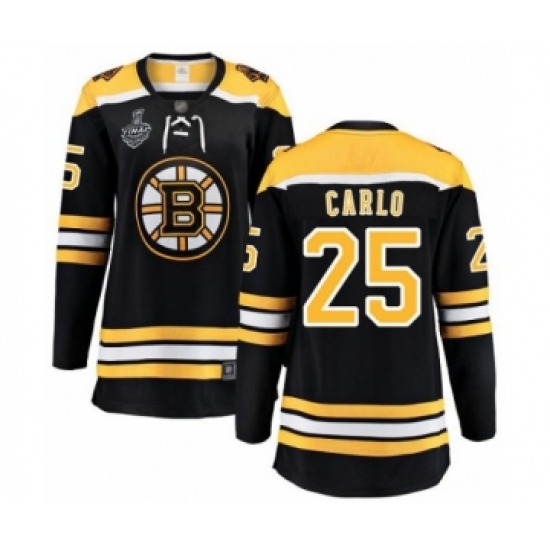 Women's Boston Bruins #25 Brandon Carlo Authentic Black Home Fanatics Branded Breakaway 2019 Stanley Cup Final Bound Hockey Jersey - Ujersey