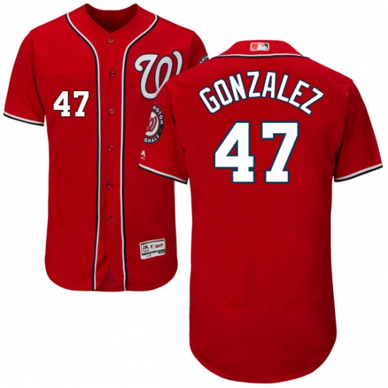 Men's Majestic Washington Nationals #47 Gio Gonzalez Red Alternate Flex Base Authentic Collection MLB Jersey - Ujersey