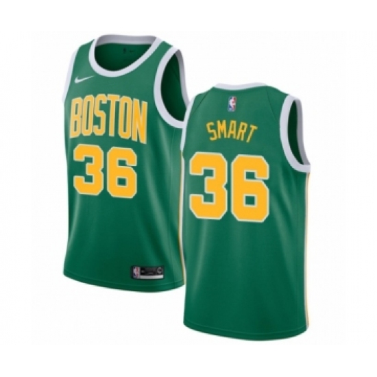 Men's Nike Boston Celtics #36 Marcus Smart Green Swingman Jersey - Earned Edition - Ujersey