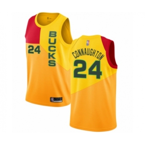 Women's Milwaukee Bucks #24 Pat Connaughton Swingman Yellow Basketball Jersey - City Edition - Ujersey