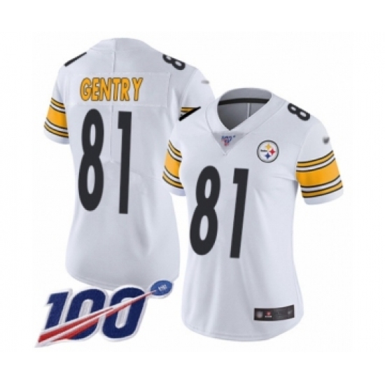Women's Pittsburgh Steelers #81 Zach Gentry White Vapor Untouchable Limited Player 100th Season Football Jersey - Ujersey