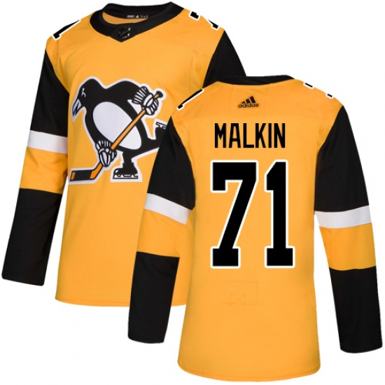 Youth Adidas Pittsburgh Penguins #71 Evgeni Malkin Authentic Gold Alternate NHL Jersey - Ujersey