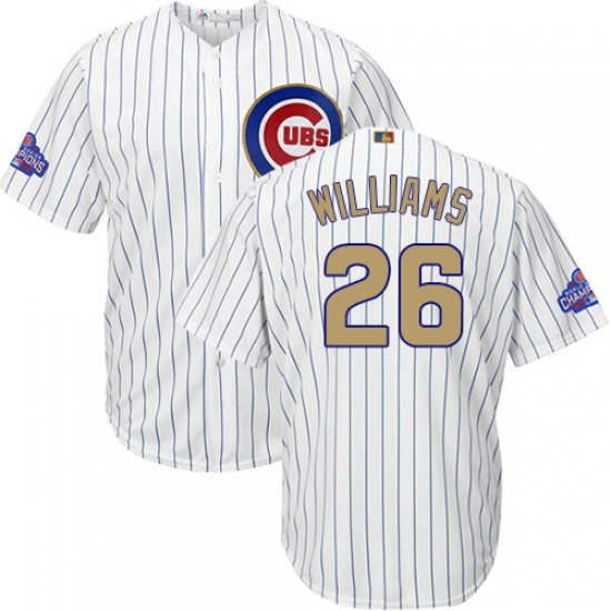 Youth Majestic Chicago Cubs #26 Billy Williams Authentic White 2017 Gold Program Cool Base MLB Jersey - Ujersey