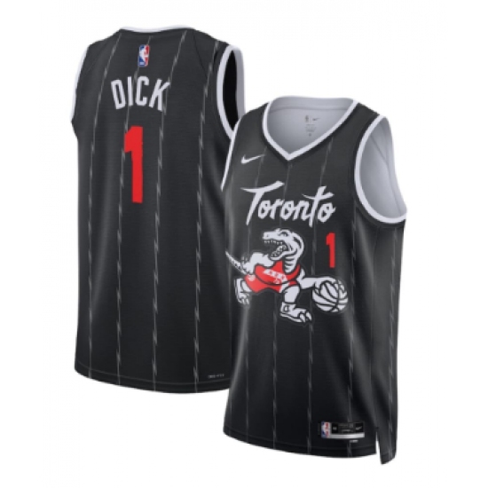 Men's Toronto Raptors #1 Gradey Dick Black 2025-26 City Edition Stitched Basketball Jersey - Ujersey