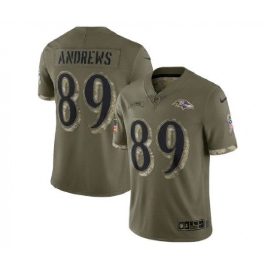 Men's Baltimore Ravens #89 Mark Andrews 2022 Olive Salute To Service Limited Stitched Jersey - Ujersey