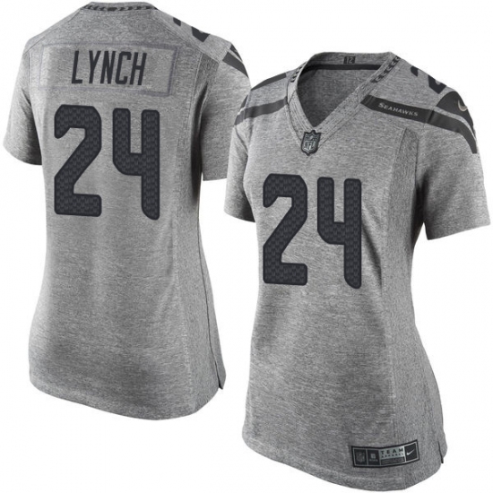 Women's Nike Seattle Seahawks #24 Marshawn Lynch Limited Gray Gridiron NFL Jersey - Ujersey