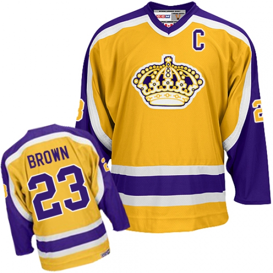 Men's Reebok Los Angeles Kings #23 Dustin Brown Authentic Gold NHL Jersey