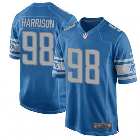 Men's Nike Detroit Lions #98 Damon Harrison Game Blue Team Color NFL Jersey - Ujersey