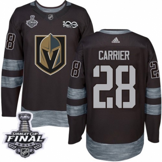 Men's Adidas Vegas Golden Knights #28 William Carrier Authentic Black 1917-2017 100th Anniversary 2018 Stanley Cup Final NHL Jersey - Ujersey