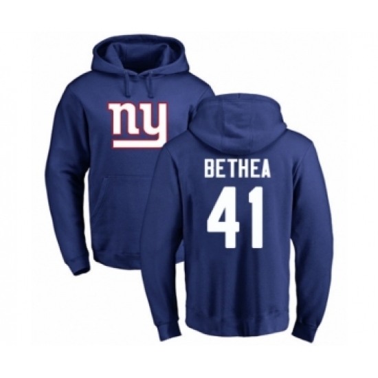 Football New York Giants #41 Antoine Bethea Royal Blue Name & Number Logo Pullover Hoodie - Ujersey