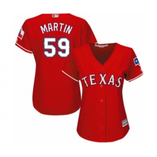 Women's Texas Rangers #59 Brett Martin Authentic Red Alternate Cool Base Baseball Player Jersey - Ujersey