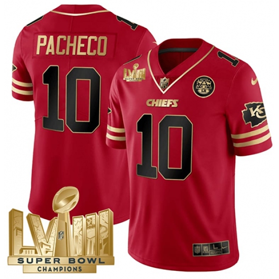 Men's Kansas City Chiefs #10 Isaih Pacheco Red 2024 F.U.S.E. Super Bowl LVIII Vapor Untouchable Limited Football Stitched Jersey - Ujersey