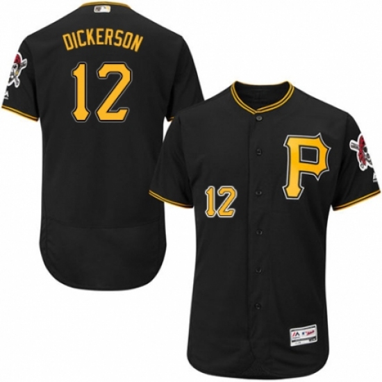 Men's Majestic Pittsburgh Pirates #12 Corey Dickerson Black Alternate Flex Base Authentic Collection MLB Jersey - Ujersey