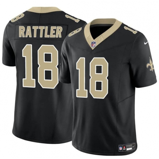 Men's New Orleans Saints #18 Spencer Rattler Black F.U.S.E. Vapor Limited Football Stitched Jersey - Ujersey