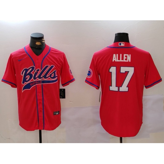 Men's Buffalo Bills #17 Josh Allen Red Cool Base Stitched Baseball Jersey - Ujersey
