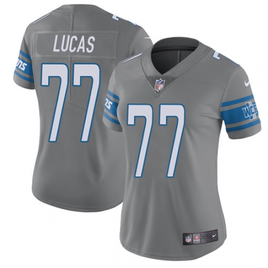Women's Nike Detroit Lions #77 Cornelius Lucas Limited Steel Rush Vapor Untouchable NFL Jersey - Ujersey