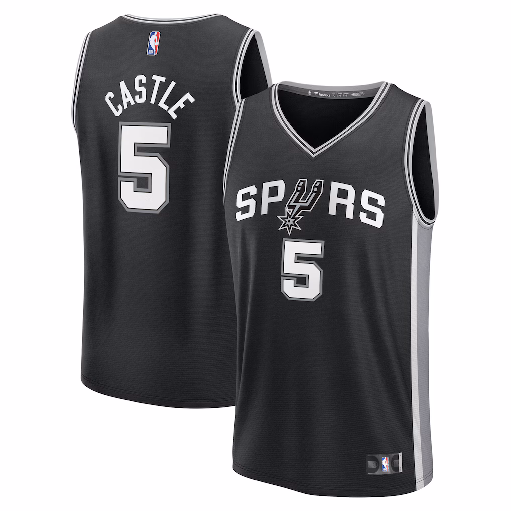 Men's San Antonio Spurs Stephon Castle Fanatics Black Fast Break Replica Jersey - Icon Edition - Vujersey Los Angeles Rams
