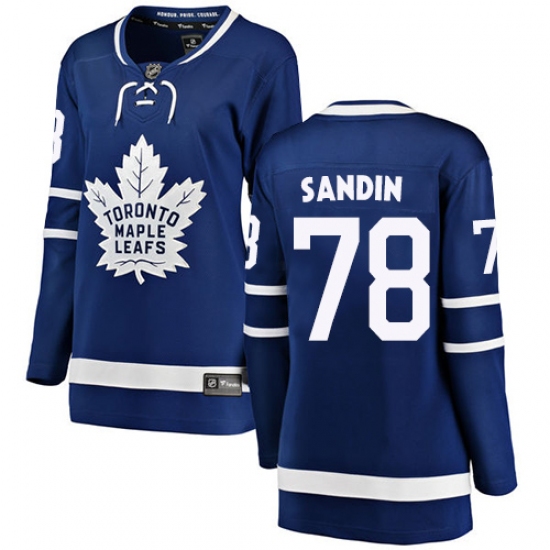 Women's Toronto Maple Leafs #78 Rasmus Sandin Authentic Royal Blue Home Fanatics Branded Breakaway NHL Jersey - Ujersey