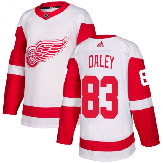 Men's Adidas Detroit Red Wings #83 Trevor Daley Authentic White Away NHL Jersey - Ujersey