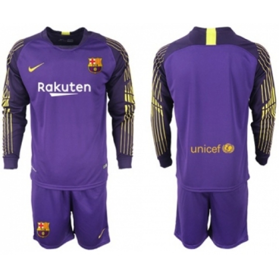 Barcelona Blank Purple Goalkeeper Long Sleeves Soccer Club Jersey
