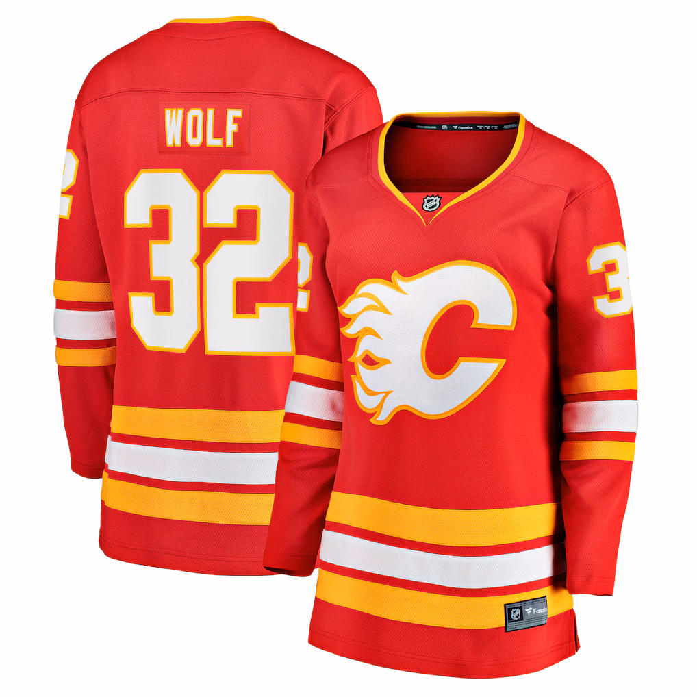 Women's Calgary Flames Dustin Wolf Fanatics Red Home Breakaway Jersey - Ujersey Shop
