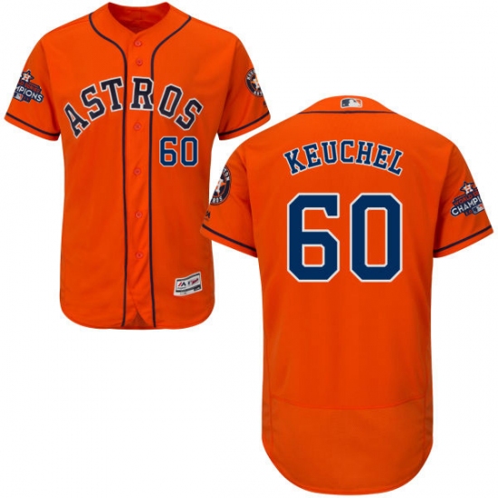 Men's Majestic Houston Astros #60 Dallas Keuchel Authentic Orange Alternate 2017 World Series Champions Flex Base MLB Jersey - Ujersey