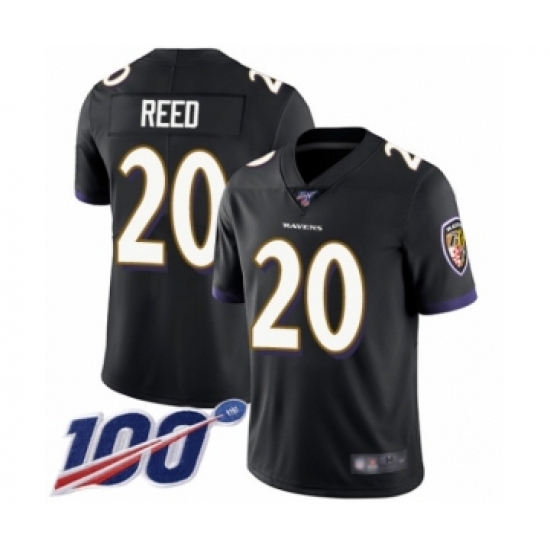 Men's Baltimore Ravens #20 Ed Reed Black Alternate Vapor Untouchable Limited Player 100th Season Football Jersey - Ujersey