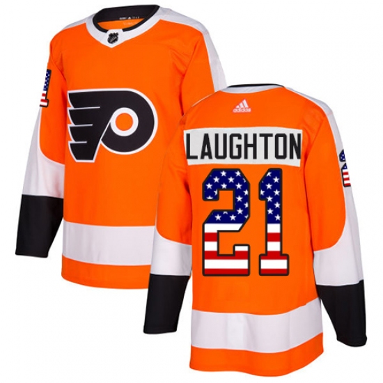 Youth Adidas Philadelphia Flyers #21 Scott Laughton Authentic Orange USA Flag Fashion NHL Jersey - Ujersey