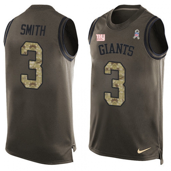 Men's Nike New York Giants #3 Geno Smith Limited Green Salute to Service Tank Top NFL Jersey - Ujersey