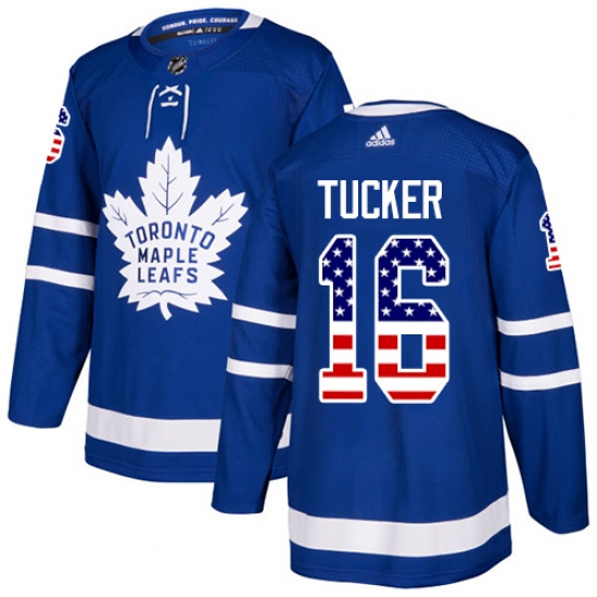 Youth Adidas Toronto Maple Leafs #16 Darcy Tucker Authentic Royal Blue USA Flag Fashion NHL Jersey - Ujersey