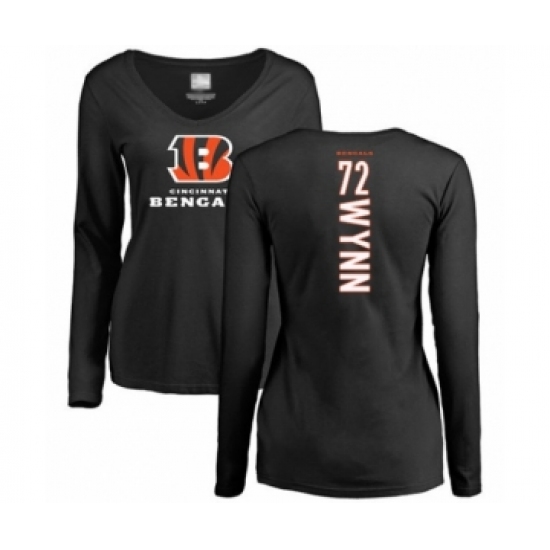 Football Women's Cincinnati Bengals #72 Kerry Wynn Black Backer Long Sleeve T-Shirt - Ujersey