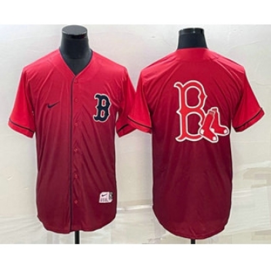 Men's Boston Red Sox Big Logo Nike Red Fade Stitched Jersey - Ujersey